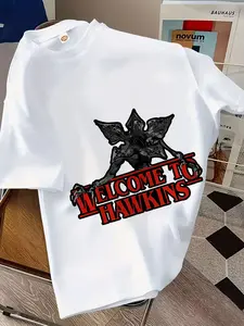 Summer Boys' Versatile Short Sleeve, Cartoon Stranger Things Design, Outdoor Wear, Best Summer Short Sleeve T-Shirt