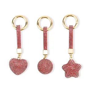 Shop LC Red Glass and Crystal 3-piece Set Heart  Ball and Star Keychain in Goldtone