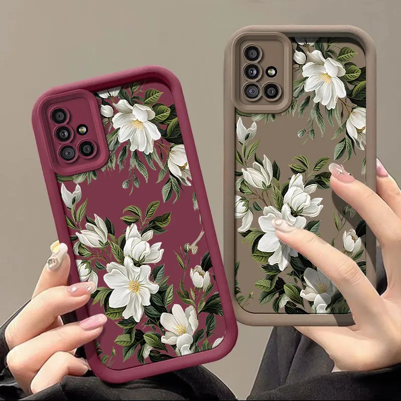 Phone Case Suitable for Samsung for Samsung Galaxy S26 S25 S24 S23 S22 S21 Fe Plus Ultra A13 A14 A15 A16 A17 A33 A34 A35 A36 A52 A53 A54 Note20 TPU Protective casing Shockproof Trendy Shell Fresh Flower Back Cover