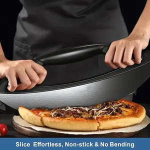 Modern design heavy-duty stainless steel pizza cutter with lid, ultra sharp blade pizza cutter handle, perfect kitchen tool, essential pizza cutter for home use (black)