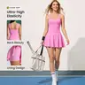 TCVC Women's Tennis Dress with Built-in Shorts, Cloud-Soft High Elasticity Athletic Dress for Summer, Squareneck Workout Golf Dress for Sports & Casual Wear