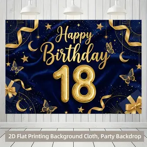 2D Flat 1pc 18th Birthday Banner Decoration, Indoor & Outdoor Party Props, Home Wall Decor, Photography Studio Background