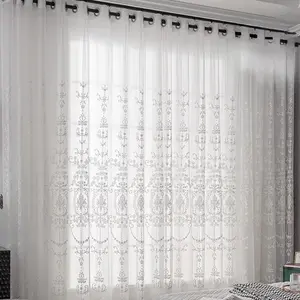 2pcs Modern European Style Bedroom Curtains, Full Shade Sheer Drapes for Living Room Windows, Transparent Insulated Home Window Covering