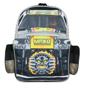 Monster Jam Backpack Max-D Maximum Destruction 3D Monster Truck Kids School Book Bag with Laptop Tech Sleeve 16"