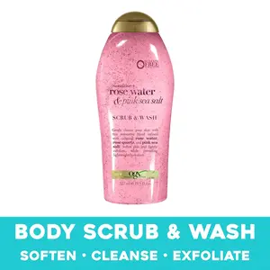 OGX Sensitive+ Rose Water & Pink Sea Salt Body Scrub, 19.5 Fl. Oz Vogue International