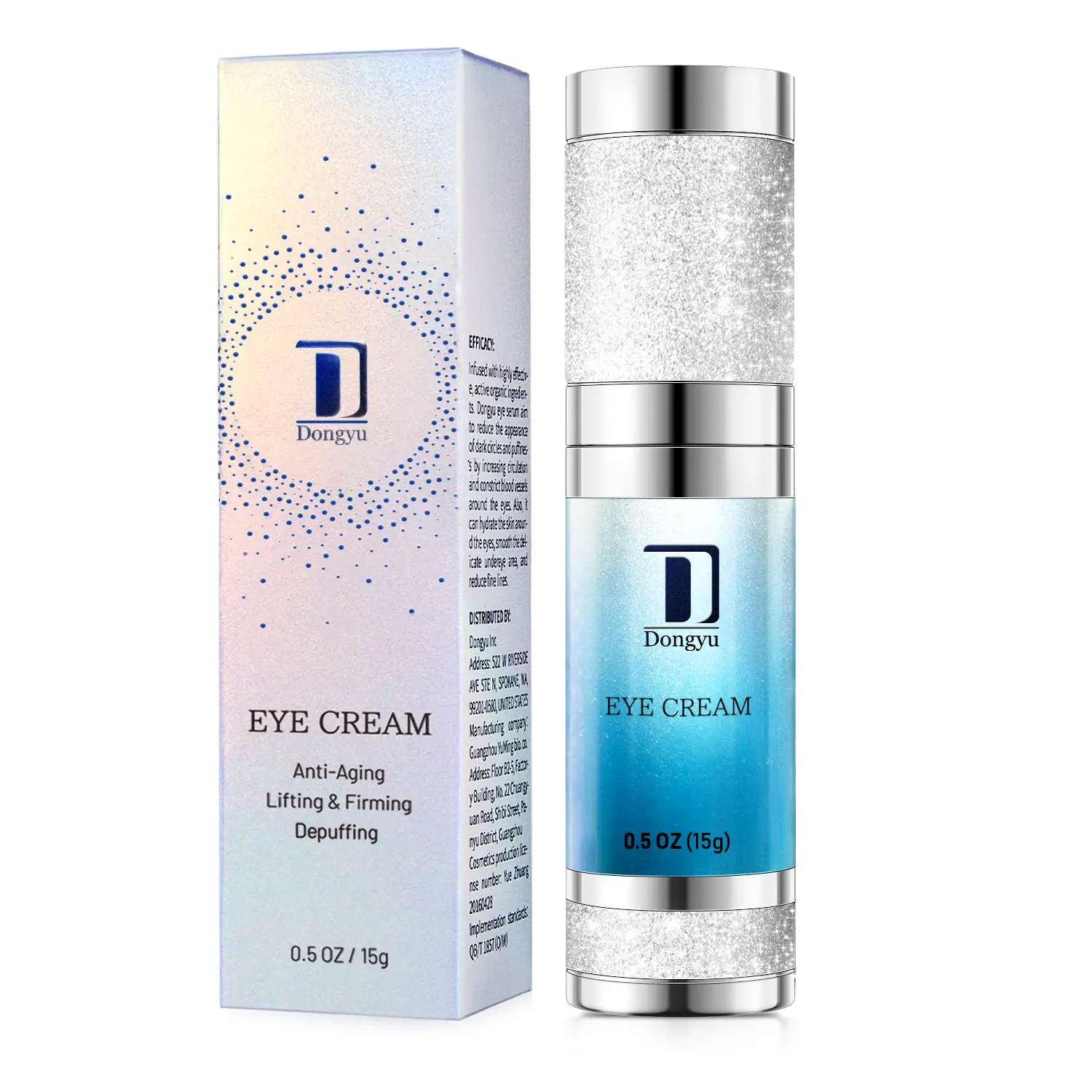 Dongyu Anti-aging Repair Eye Cream for Wrinkles, Puffiness Daily Skincare, 15g-18g Gift Caffeine Mucin Radiant