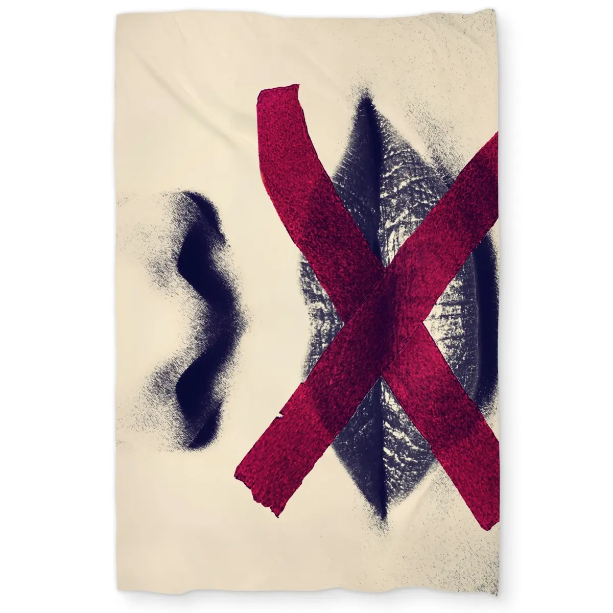 Begin Home Decor C1DCTXLWNO8CP0 Twin Extra Long Grayscale Lips with Red X - Beige Sepia Duvet Cover - Home Decor