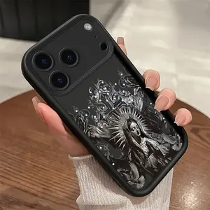 Flower Pattern of The Virgin Mary Case for iPhone 17 Pro Max 17Air 16Pro 15 Plus 14 13 12 11 XS XR Writing style MAMA Drop Protection Shockproof Soft Silicone smartphone Cover