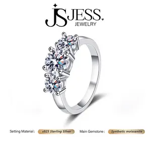 【#910 Trio】Round Cut Synthetic Moissanite 3 Stone Engagement Ring 2ct D Color VVS1 Clarity S925 Sterling Silver Anniversary Wedding Promise Ring For Women