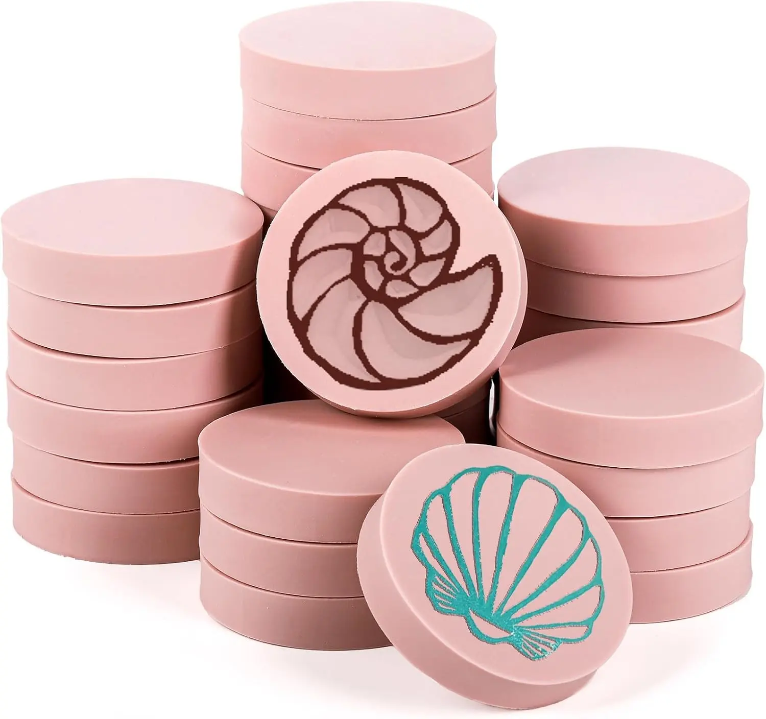 30 Pack 2" Round Rubber Stamp Carving Blocks, Soft Rubber for Craft Project, Great for Beginners and Professional - Pink
