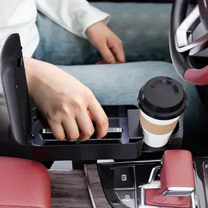 Car Seat Gap Filler Organizer with Wireless Charging, Adjustable Armrest Support Cushion, Multifunctional Storage Box with Cup Holder, USB Charging Port for Auto Interior