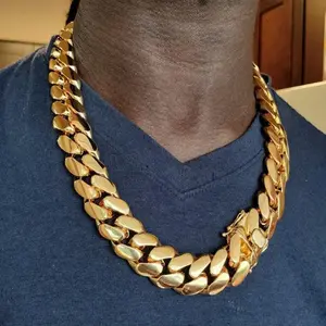 14K Gold Cuban Link Chain lace for Men – Miami Thick Statement Jewelry, Non-Tarnish, 8mm to 22mm Widths, Bold  Stylish Layered Hip Hop Accessory