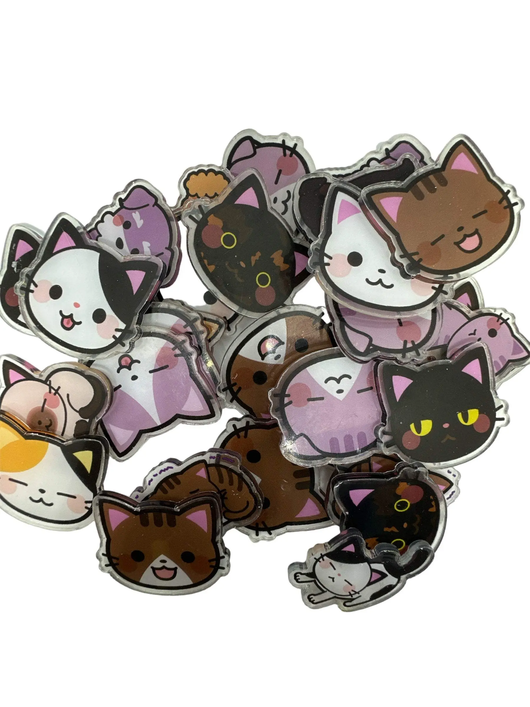 Acrylic Charms for DIY, Make Keychains, Decorate Paperclips, Meow Theme 10 Pieces