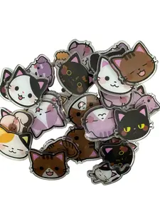 Acrylic Charms for DIY, Make Keychains, Decorate Paperclips, Meow Theme 10 Pieces