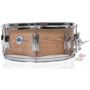 Oak Wood Snare Drum by GRIFFIN | PVC on Poplar Wood Shell 14" x 5.5" | Percussion Musical Instrument with Drummers Key for Students & Professionals|8 Tuning Lugs & Deluxe Snare Strainer
