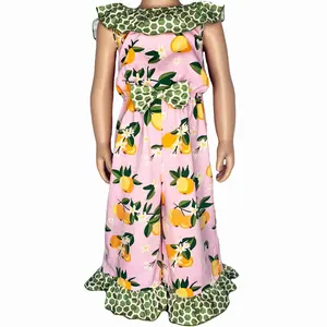 AnnLoren Big Little Girls Pretty as a Peach Capri Jumpsuit One Piece Outfit