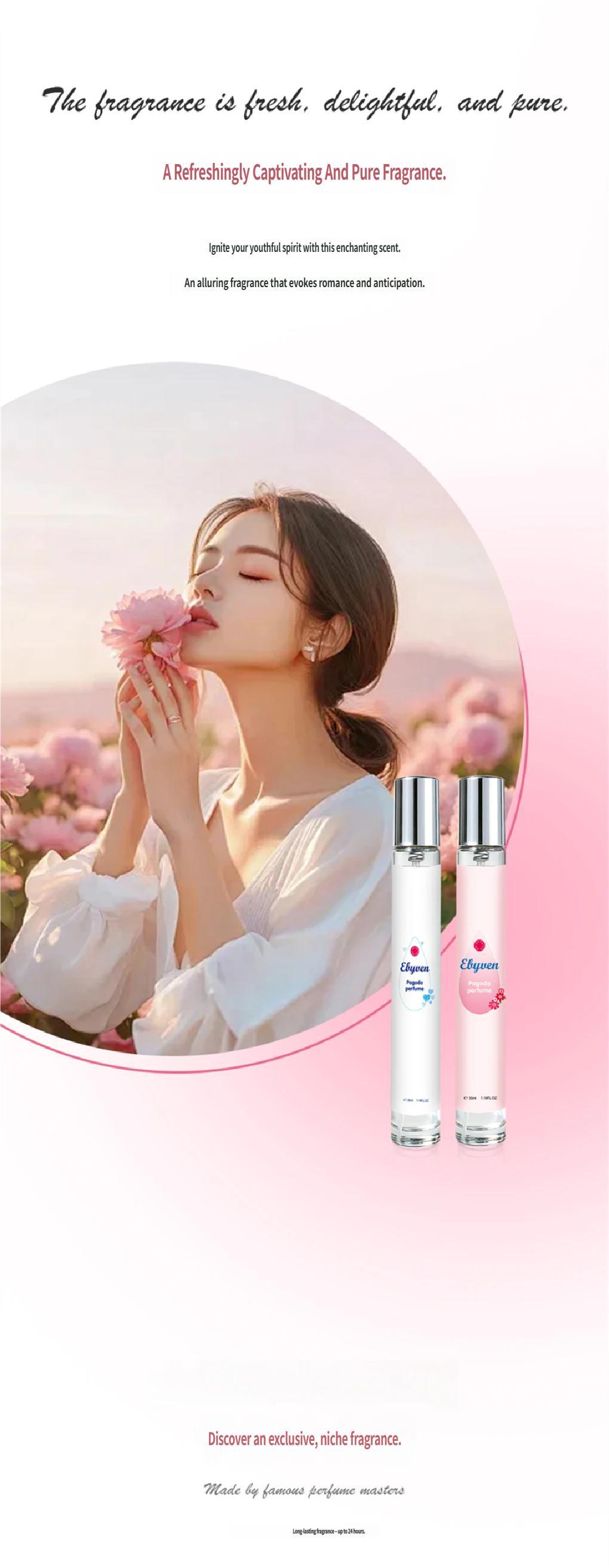 EBYVEN Pagoda Perfume Soft Powder Scent Eau De Toilette Perfume Natural Fragrance Spray 35ml/1.1FL.OZ. Suitable For Daily Use For Working