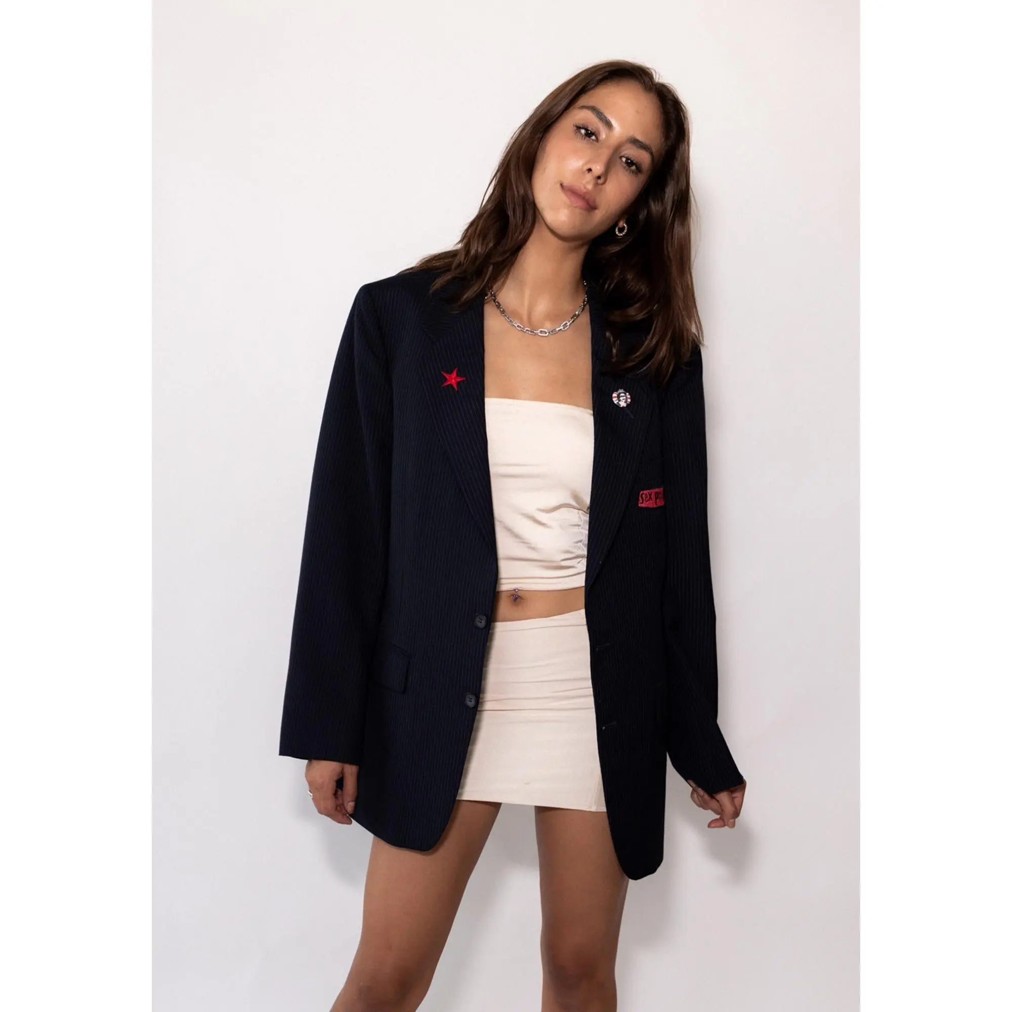 Navy Pinstripe Sex Pistols Blazer