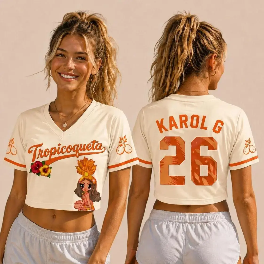 Tropicoqueta CROPTOP Jersey, Concert Outfit, Custom Name and Number Jersey - Gift For Fans