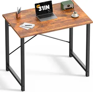 32 in Small Computer Desk for Home Office, Modern Study Work Table Simple Style for Bedroom, Writing Desks with X-Shaped Reinforcement, Rust
