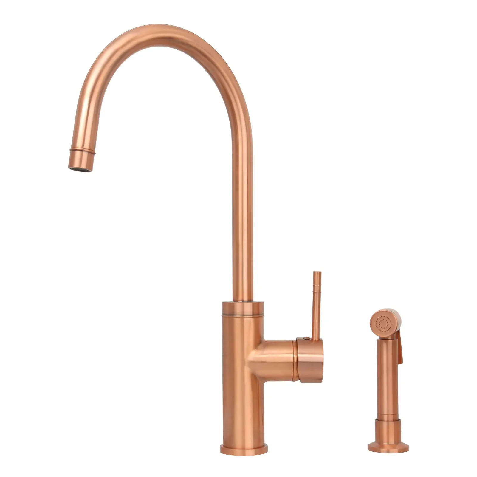 One-Handle Copper Widespread Kitchen Faucet with Side Sprayer