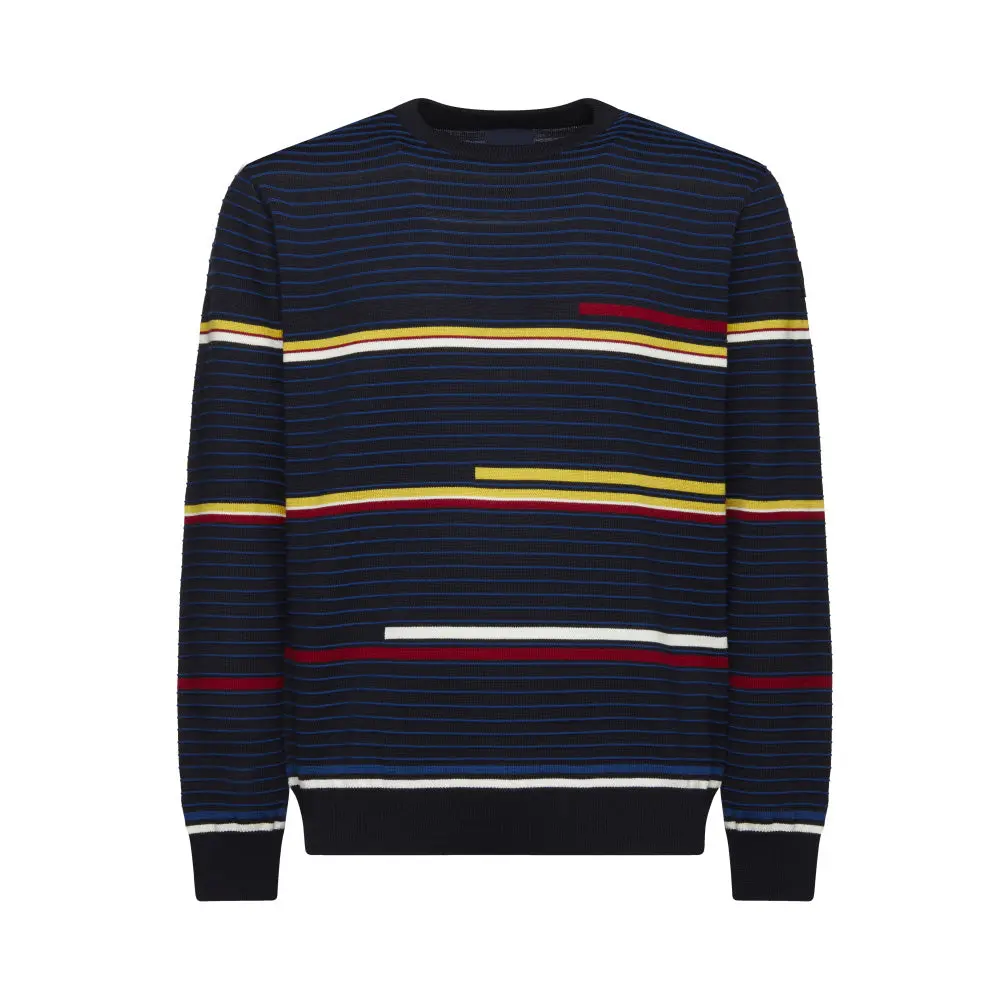Impulso Navy and Multi-Colored Italian Striped Sweater 30041210Y