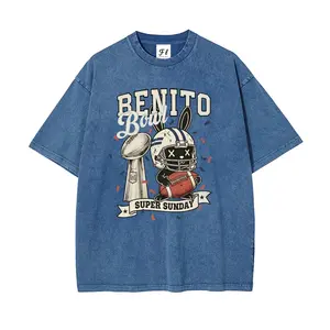 Super Sunday Gameday Halftime Show 2026 Rabbit Oversize Unisex Washed T-Shirt for Women and Men's Unisex Fit Batik Cotton Oversize Streetwear Menswear  Super Soft Pre-Shrunk