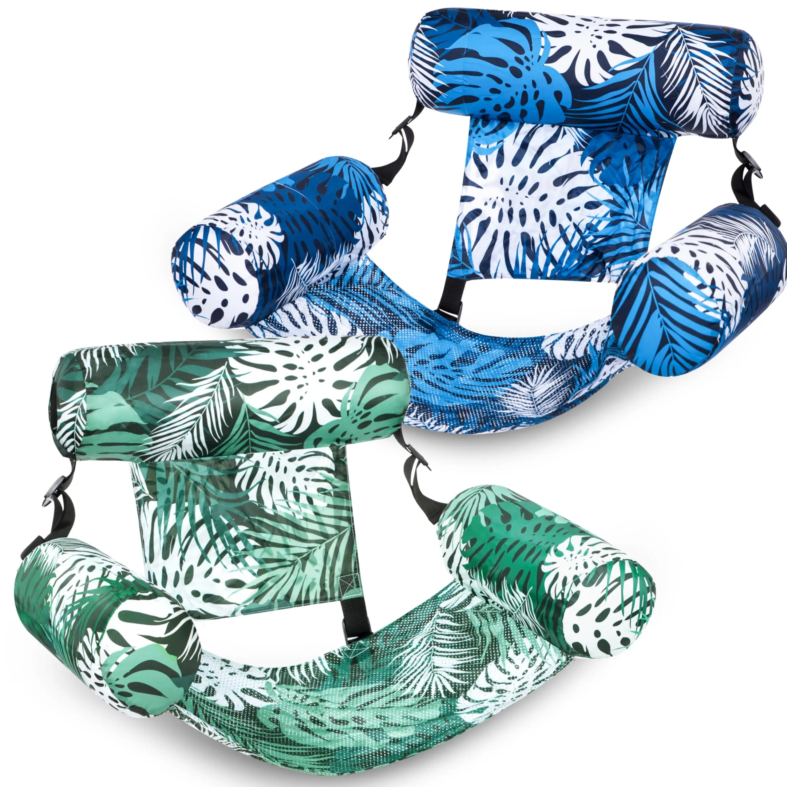 Inflatable Pool Float Chairs 3/2/1-Pack, 30"x16"x24" Fabric-Covered Mesh Sling, High Buoyancy Tubes, Pool Accessories for Comfortable Water Floating Lounge
