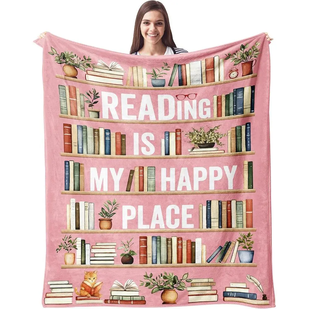 Book Lover Gifts for Women Girls Heartfelt Gift Blanket 60"x50" - Librarian, Book Club, Bookish, Bookworm Gifts for Reading Lovers - Literary Gift Ideas for Birthday Christmas Graduation Soft Warm Blanket