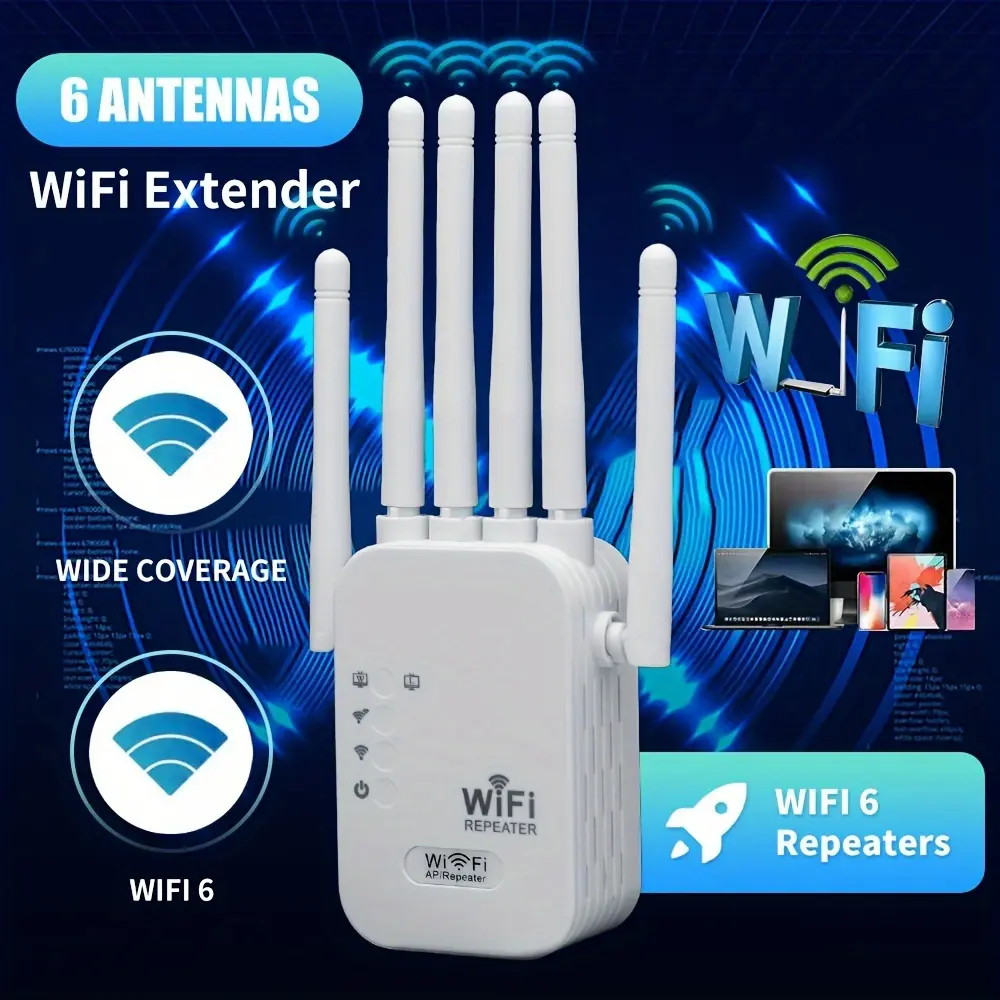 300 Mbps ultra-fast network, three-in-one mode application connection, 6 antennas - strong penetration, 6 high-gain antennas, stronger signal, wider coverage, broad compatibility, can connect up to 105 devices.