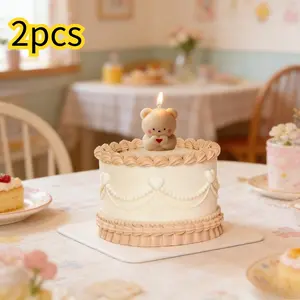 Resin Mould - 2-piece Layered Cake Set with Teddy Bear Top Resin Cast Mould, Heart and Swag Detail Design, Perfect for Christmas, Valentine's Day, Easter and Birthday Decorations and Crafts, Perfect for Home Decorations, Party Decorations, Handmade Gifts