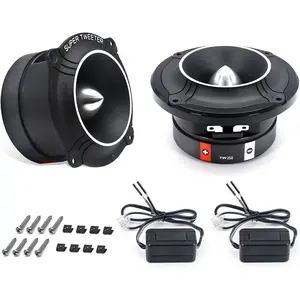 TW250 High Compression Car Bullet Super Tweeters, 1-Inch High Temperature Kapton Voice Coil, Aluminum Frame and Diaphragm, 400 Watts Max Pair 4 Ohms