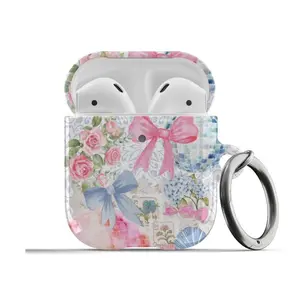 Coquette Pink Bows Summer Collage AirPods Case Preppy Scrapbook Vintage Cute Trendy Protective For Airpods 1st 2nd Generation, Airpods Pro