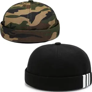 Dome Brimless Hats for Women Men Beanie Docker Cap Sailor Skull Cap