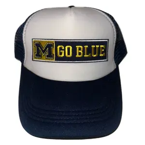 Blue and White Michigan Hat - Unisex, Embroidered, Cloth Material