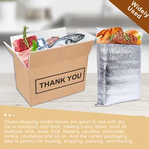 Chill Insulated Shipping Boxes with Aluminum Foil Liner, Cold Shipping Boxes, Mailing Boxes, Food Delivery Carton Box, Travel Packing Carton Supplies 10Pcs
