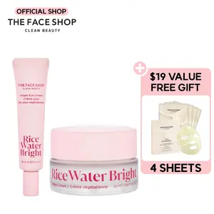 THE FACE SHOP Rice Water Bright The Vegan Cream Duo Skincare Comfort - Hydrating Eye and Face Cream, Korean Skincare