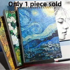 A4 Blank Van Gogh Series Gold Foil Art Sketchbook, 30 Pages, Essential Drawing Notebook for Artists, Students, Designers, Back-To-School Season
