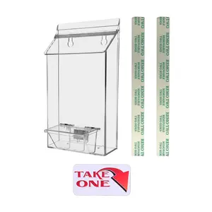 Outdoor Brochure Holder Holds 6" x 10" Bifold Brochures and 3.5" x 2" Business Cards Includes Take One Sticker and Adhesive Strips Clear Acrylic by 321 Plastics