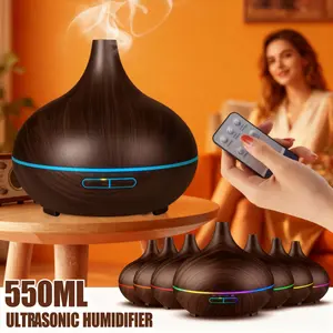 Balance for Mind & Body: 550ml Wood Grain Aromatherapy Diffuser with Ultrasonic Mist, Remote, 7-Color Glow & 6 Soothing Oils