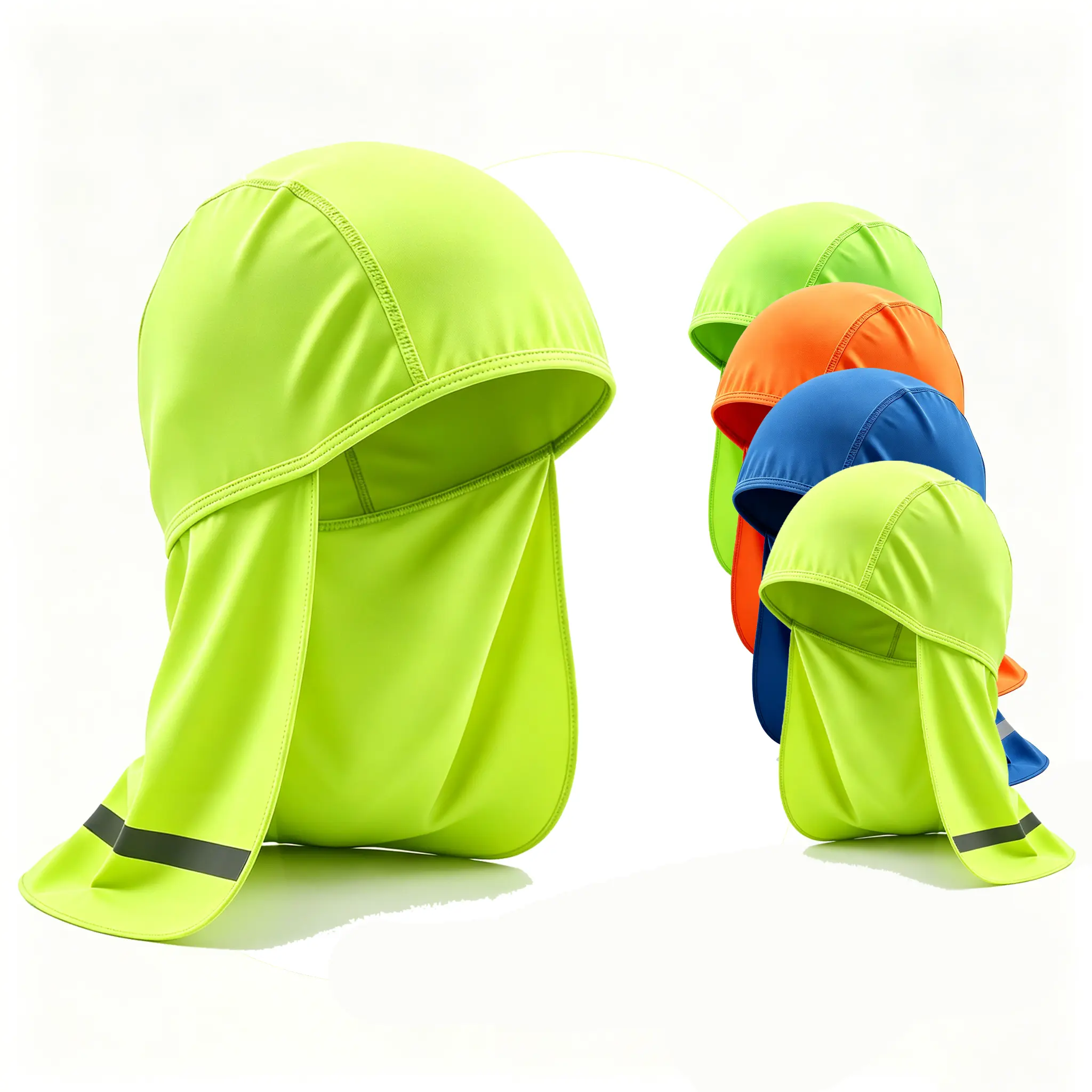 4pcs Sun Shade Hat Neck Cooling Skull Cap for Outdoor Work Fishing & Hiking Bright Yellow Reflective Safety Gear