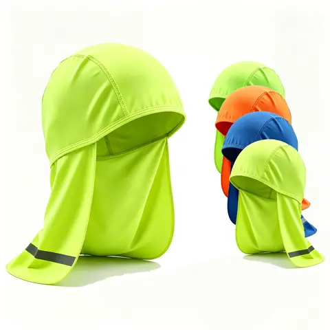 4pcs Sun Shade Hat Neck Cooling Skull Cap for Outdoor Work Fishing & Hiking Bright Yellow Reflective Safety Gear