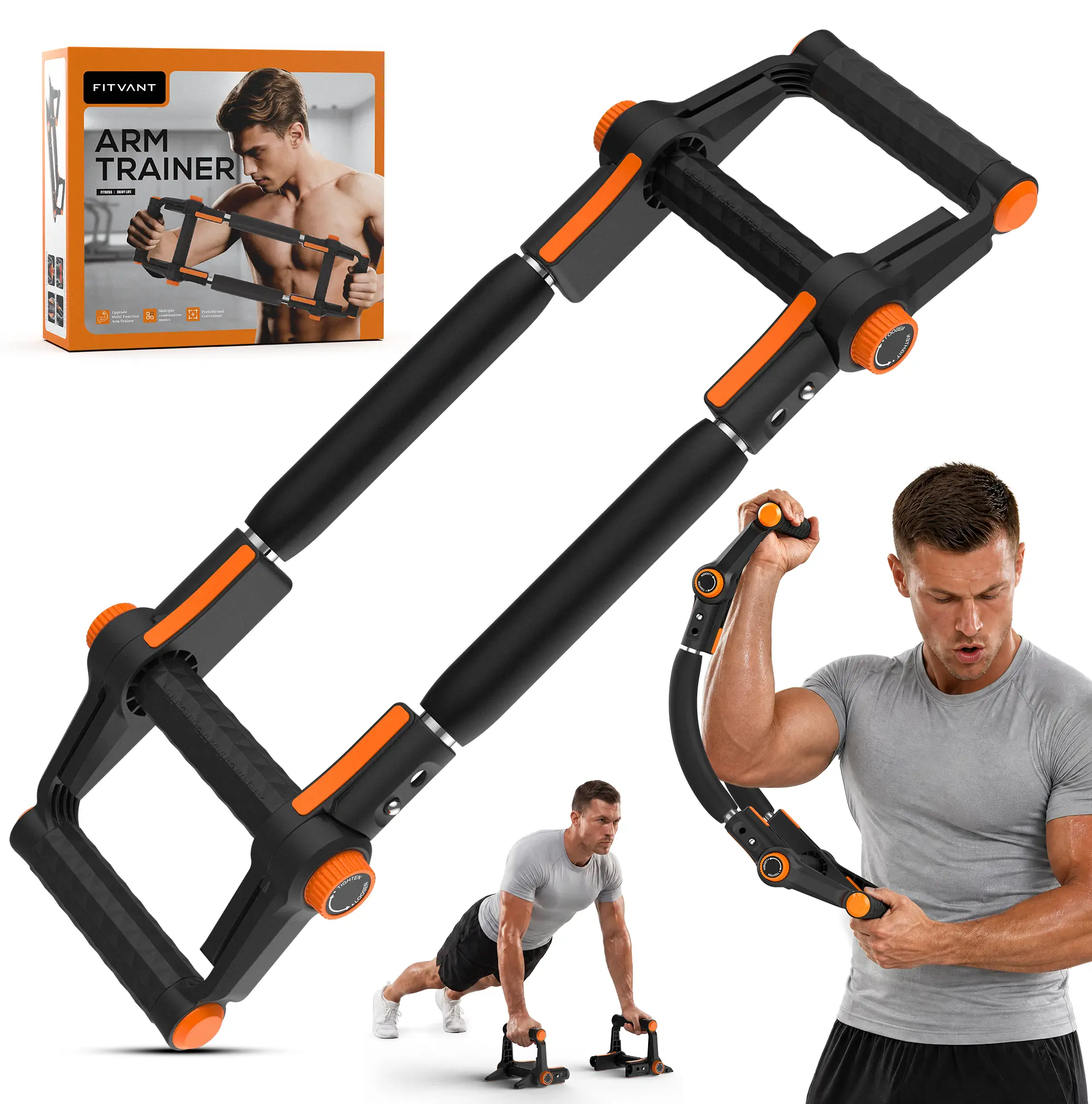 Dual Triple-Spring Arm Twister Trainer - Steel Spring, 30-140lb Adjustable Arm Workout Machine, Portable Detachable Strength Conditioning Gym Equipment for Home, Travel Workout Upper Body Chest-Shoulder Training