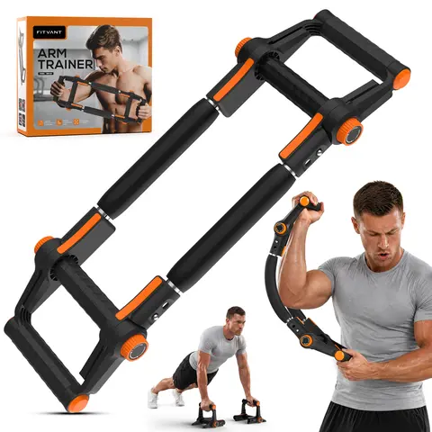 Dual Triple-Spring Arm Twister Trainer - Steel Spring, 30-140lb Adjustable, Wide/Narrow/Split Settings, Portable Detachable Strength Conditioning Exercise Equipment with Carry-Bag Storage for Home, Office Upper Body Chest-Shoulder Workouts