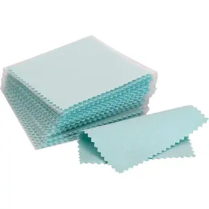 100 count   Cleaning Cloth,  Polishing Cloth Individually Wrapped, for Sterling , , Brass, Silverware, , Ring, Watch and More (Sea Blue, 3.15" x 3.15")