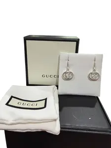 Pre-owned Gucci Interlocking "GG" Hanging Earrings Full Set Perfect for Daily Use