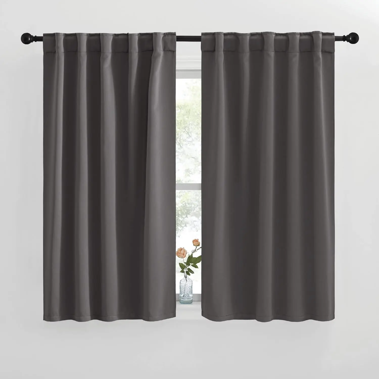NICETOWN RV Curtains for Camper Windows - (Grey Color) 42x50 Inch， 2 Panels Set， Thermal Insulated Room Darkening Blackout Drapes/Draperies with Rod Pocket & Back Tab for Half Window