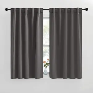 NICETOWN RV Curtains for Camper Windows - (Grey Color) 42x50 Inch， 2 Panels Set， Thermal Insulated Room Darkening Blackout Drapes/Draperies with Rod Pocket & Back Tab for Half Window