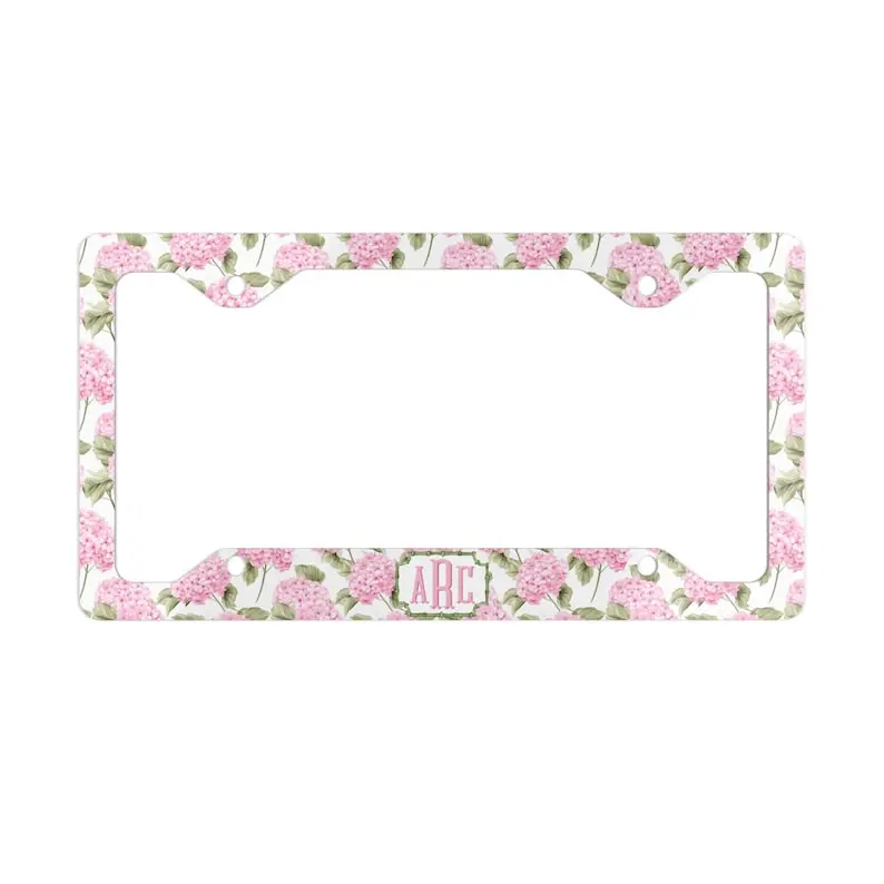 Pink Hydrangea License Plate Frame, Personalized Monogram Car Decor, license plate frame, custom license plate, gift for her, personalized gift, gift for him, best friend gift