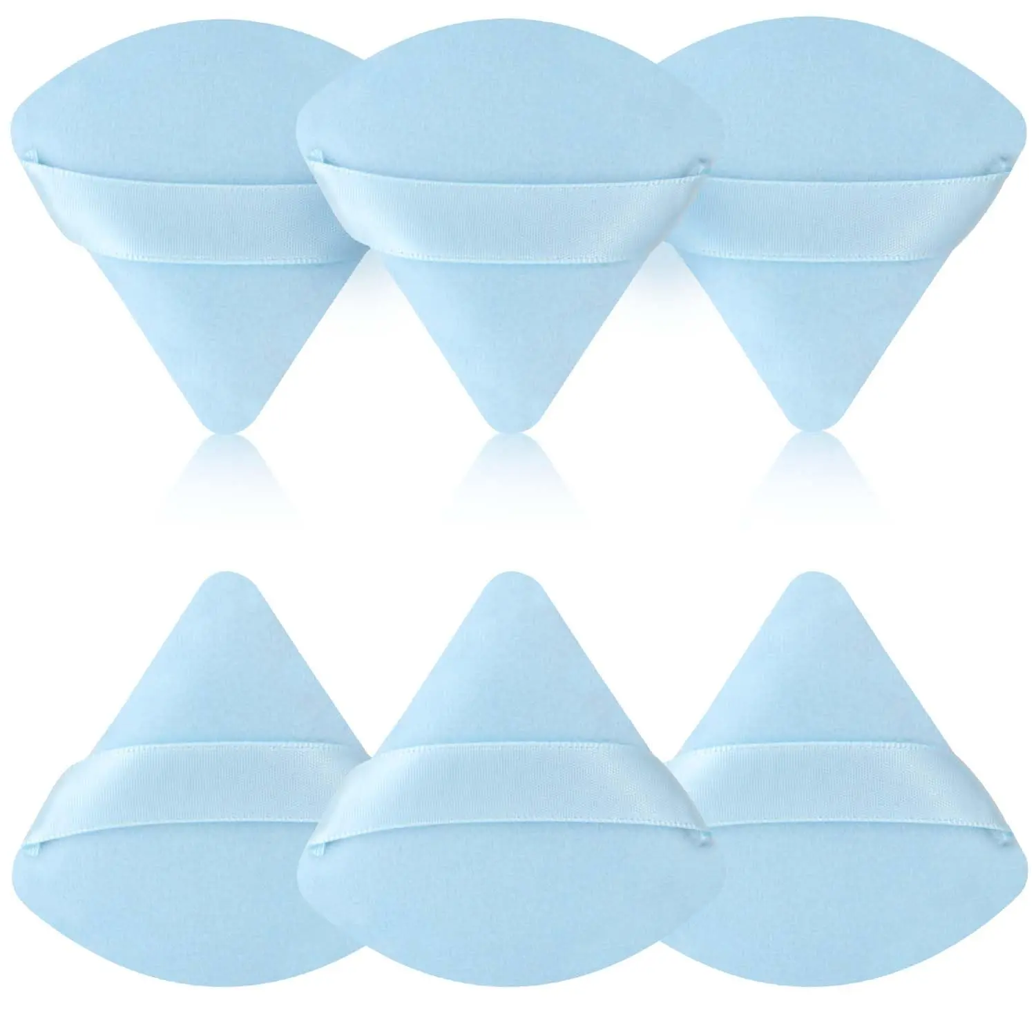 6-Pack Triangle Velour Powder Puffs - Reusable Soft Makeup Sponges for Wet & Dry Application, Foundation & Powder Use, Normal & Sensitive Skin, 2.76 Inches Beauty Products